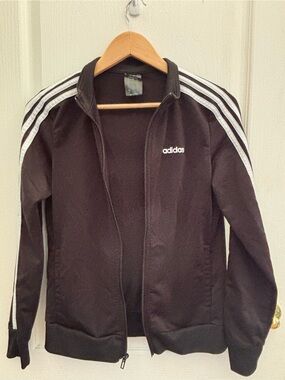 adidas Black Track Jacket with White Three-Stripes